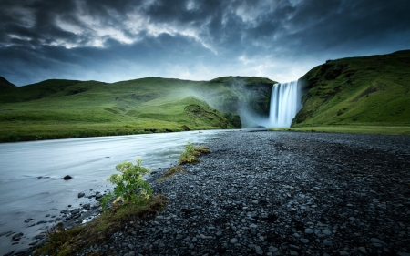 Beautiful Waterfalls - waterfalls, nature, land, sky