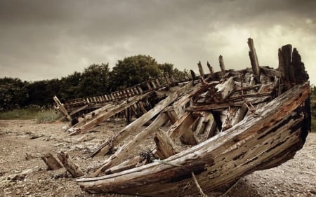 Relic of the sea IV. - beach, landscape, wallpaper, shore, relic, coast, ure, ship, scene, boat