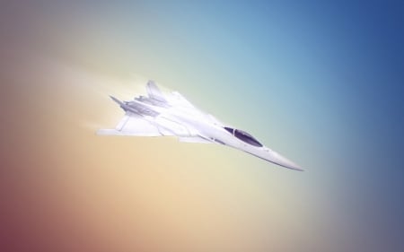 White Fighter - aircrafts, fighter, white, sky