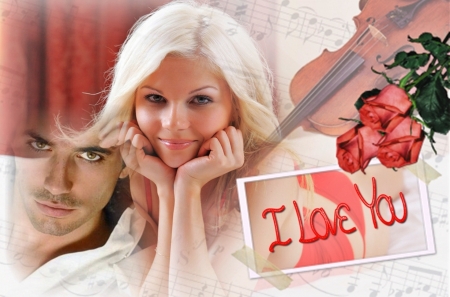 I Love You - roses, music, romance, love