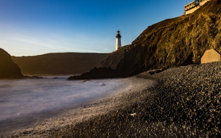 Lighthouse - sky, beach, lighthouse, cloud