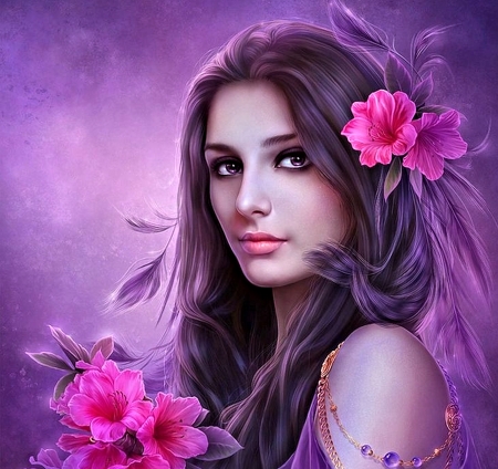 Fantasy Girl - purple, girl, pretty, fantasy