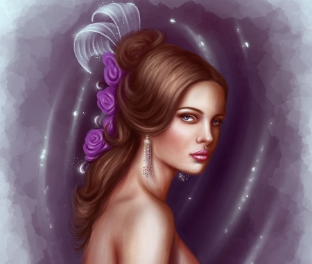 Fantasy - purple, art, flowers, fantasy