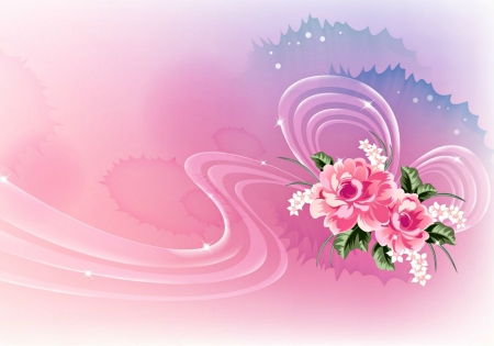 Pink flowers - vector, blue, flower, pink