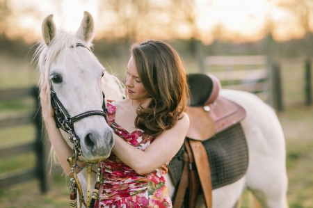 My beauty - white, woman, horse, girl, cowgirl, red, animal, model