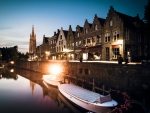 wonderful canal in bruges at dusk