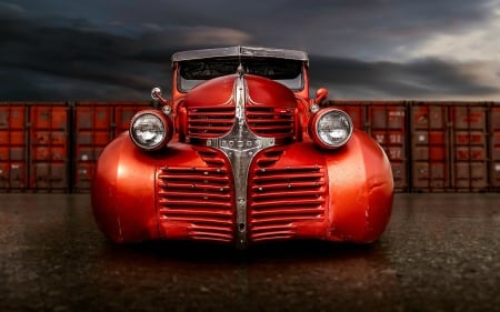 Vintage Dodge Pickup - red, dodge, truck, cars