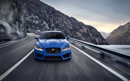 jaguar xfr s - british, road, jaguar, mountian