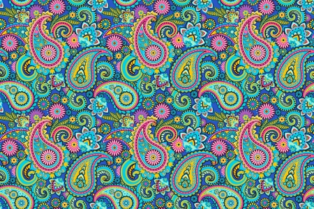 Texture - paisley, indian cucumber, yellow, blue, green, pattern, texture, pink