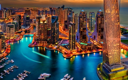 dubai marina hdr - boats, marina, hdr, skyscrapers, harbor, city