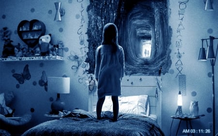 Paranormal Activity - 2015, paranormal activity, beautiful, paranormal, girl, blue, horror, room, ghost, movies, activity, entertainment