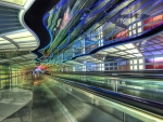 modern airport walkway escalator