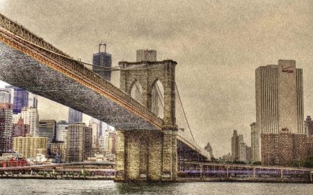 fabulous textured photo of brooklyn bridge hdr