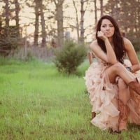 Girl In Prom Dress With Boots