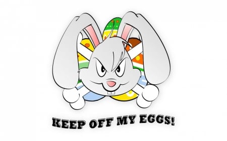 keep off my eggs - face, bones, eggs, bunny