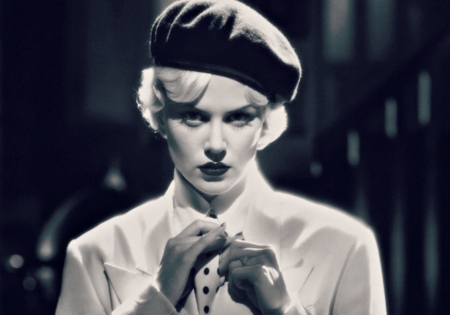 Nicole Kidman - woman, actress, nicole kidman, hat, girl, bw, black, white, vintage, blonde, retro