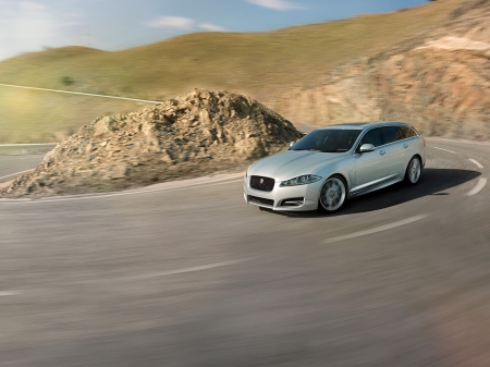 jaguar xf sportbrake - hill, british, road, wagon, jaguar