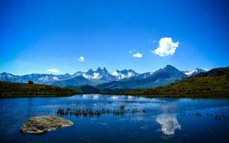 mountains lake - lake, mountains, cool, fun, nature