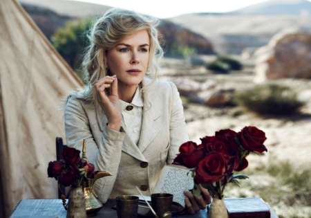 Nicole Kidman - woman, actress, nicole kidman, girl, rose, flower, blonde