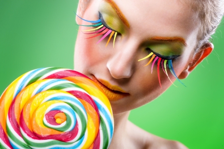 Artistic Woman - face, candy, woman, make up