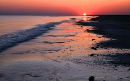 horizon at sunset - neach, horizon, sea, sunset