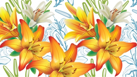 Tiger Lilies - lilies, bright, floral, summer, flowers, firefox persona theme, gold