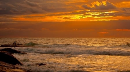 Sunset - nature, beach, sunset, sea