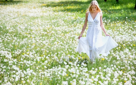 Lovely Day - woman, field, flowers, model