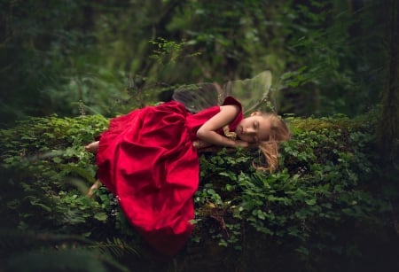 Sleeping Beauty - child, plants, girl, sleeping