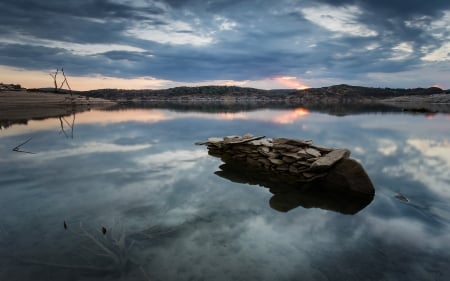 Beautiful Reflection - cloud, sky, rock, nature