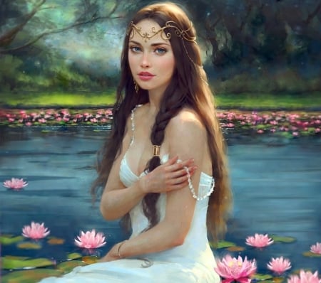 Princess of lotus - beauty, princess lotus, lake, flower