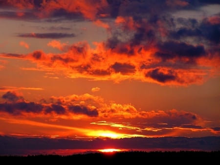 Summer Sunset - nature, sky, clouds, sunset, summer