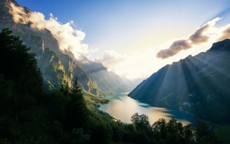 Swiss - sky, swiss, nature, river