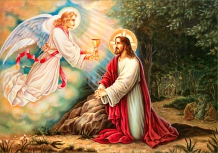 Jesus praying - christ, jesus, angel, god, pray