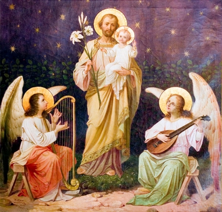 Saint Joseph carring Jesus - christ, joseph, jesus, angel