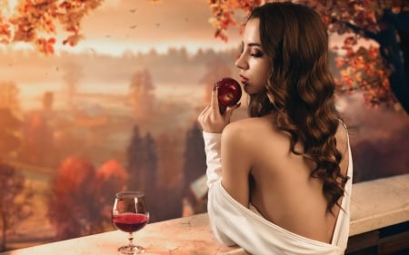 Desire - women, fantasy, apple, model