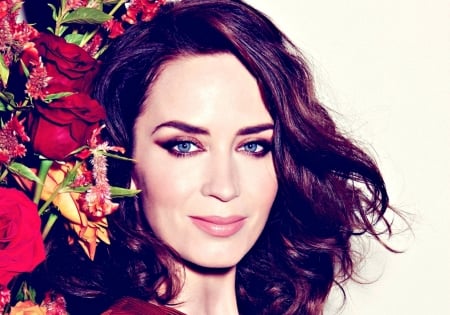 Emily Blunt - red, flower, emily blunt, actress, girl, woman, redhead