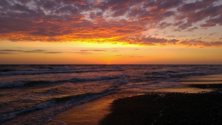 ocean sunset - cool, fun, sunset, ocean, nature