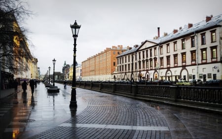 nevsky prospect in st petersburg - canal, cobblestones, street, city