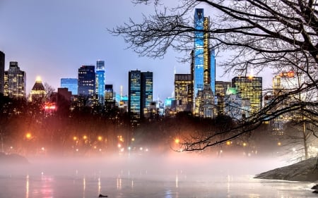 misty lake in central park new york