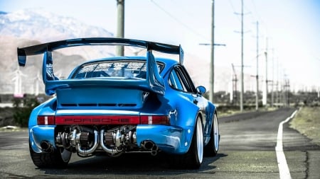 gambella porsche 911 turbo - sport, car, road, wing, blue