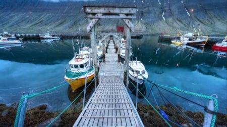 pier to the harbor hdr - boats, docks, hdr, harbor, dusk, pier