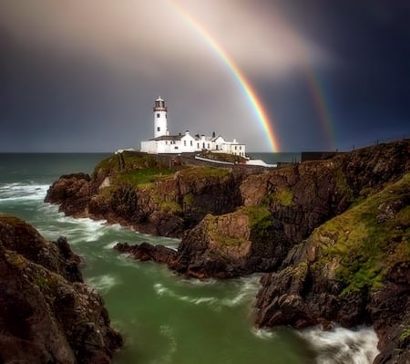 Rainbows End, Donegal - Rainbow, Lighthouse, Nature, Sea