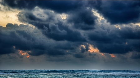 Sky, Clouds & Sea - sky, sea, clouds, waves