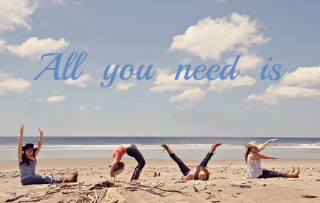 Cowgirl Love - water, beach, love, hats, cowgirls, ocean, sand, clouds, boots