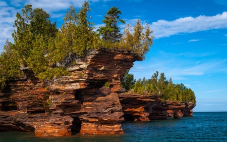 Mountain - rock, tree, ocean, mountain