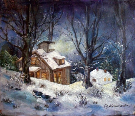 Painting - cold, winter, art, painting