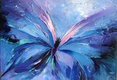 Butterfly - butterfly, art, blue, painting