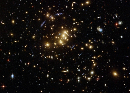 Giant Cluster Bends, Breaks Images - space, fun, galaxies, stars, cool