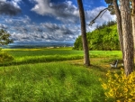 lovely overlook of fields in germany hdr